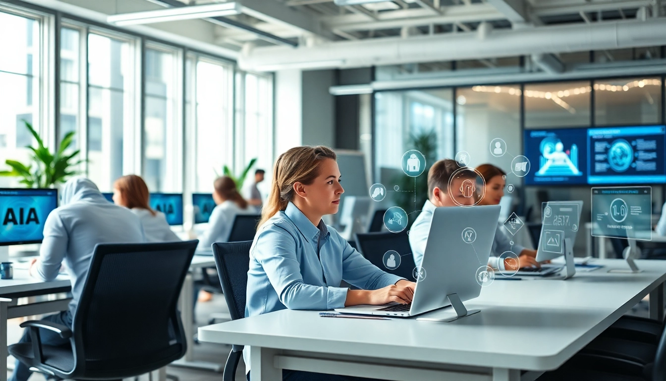 Engage with an enterprise assistant platform in a professional workplace environment.