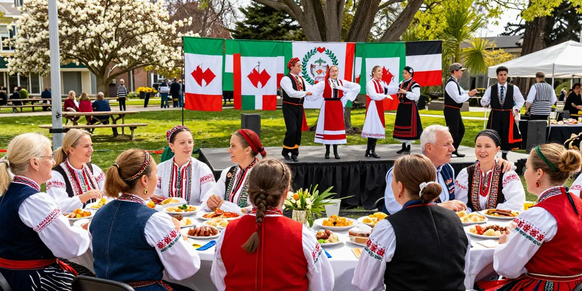 Polish community event in San Francisco at https://www.sfpol.com/ with traditional attire and cultural foods.