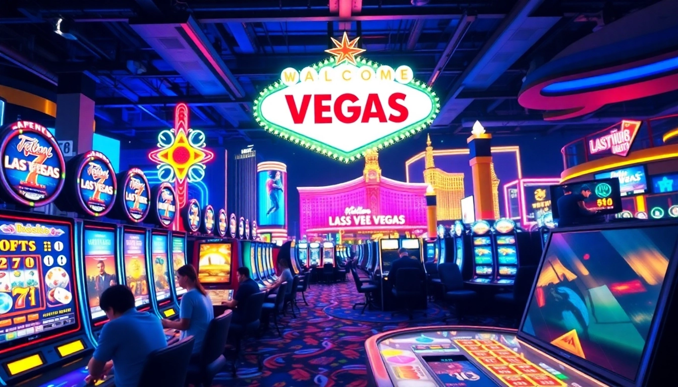 Experience the thrill of Vegas hero casino gaming with lively players and vibrant neon lights.