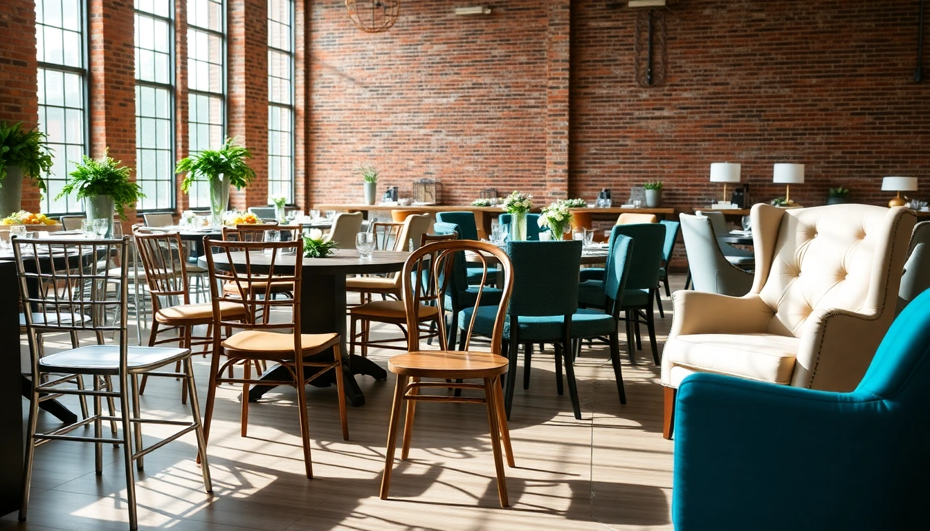 Stylish display of Chair Rentals in a modern venue created for events and gatherings.