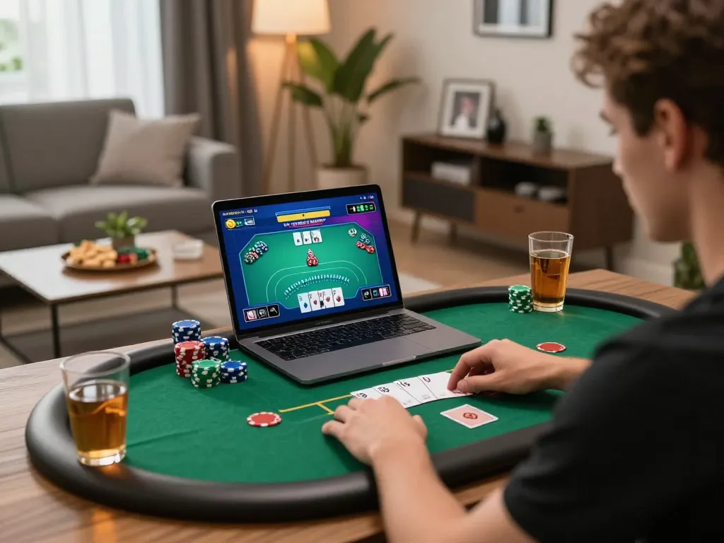 Kết nối với M88 link để tận hưởng trò chơi poker trực tiếp trong không gian ấm cúng tại nhà cùng bạn bè.