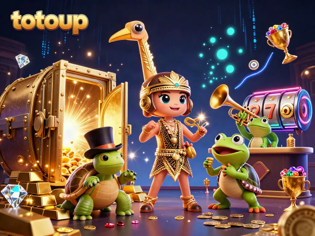 Engage with totoup's thrilling features in a vibrant casino scene bursting with excitement.