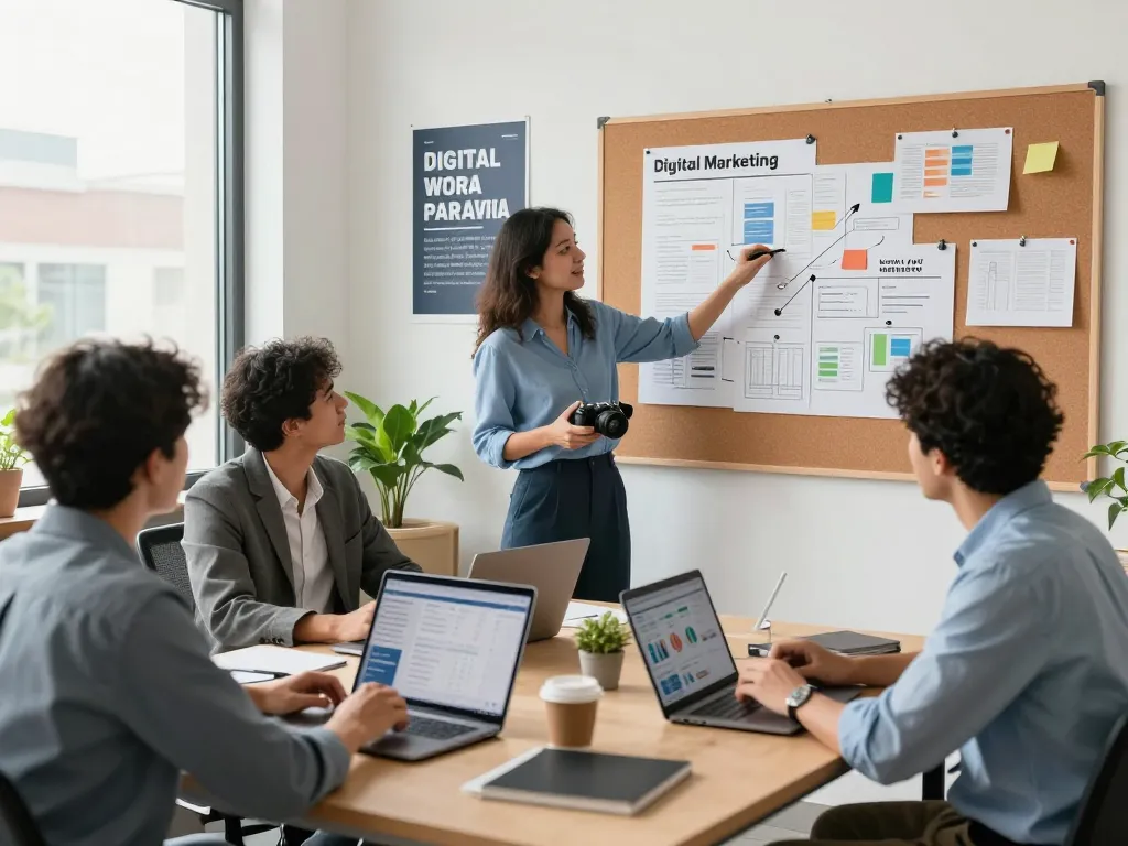 Best SEO Company NYC team brainstorming strategies in a modern office, enhancing collaboration.