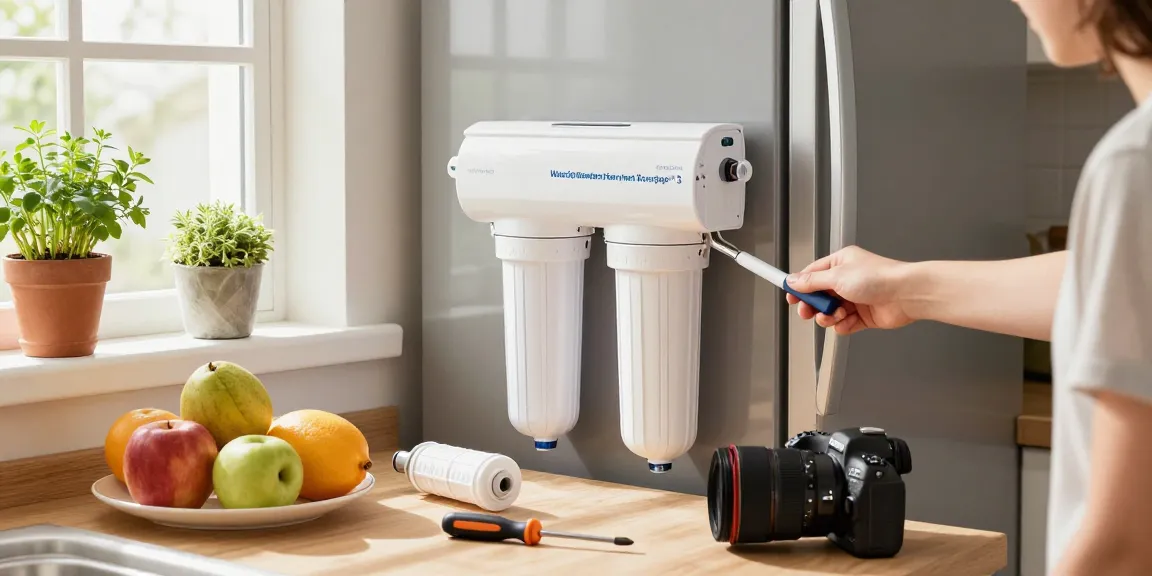 Person replacing Waterdrop EDR3RXD1 Replacement for Everydrop® Filter 3 in a bright kitchen.