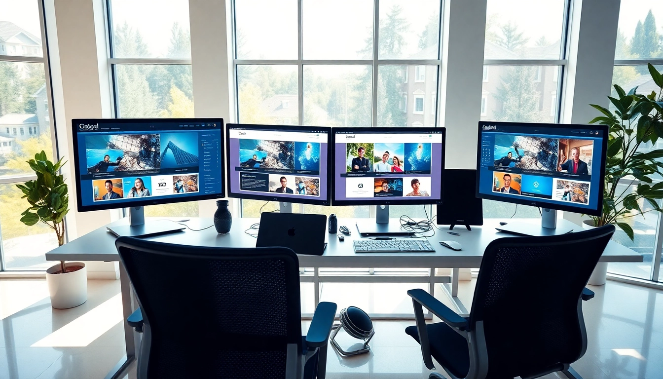Explore web design edmonton with creative workspace featuring vibrant layouts and design tools.