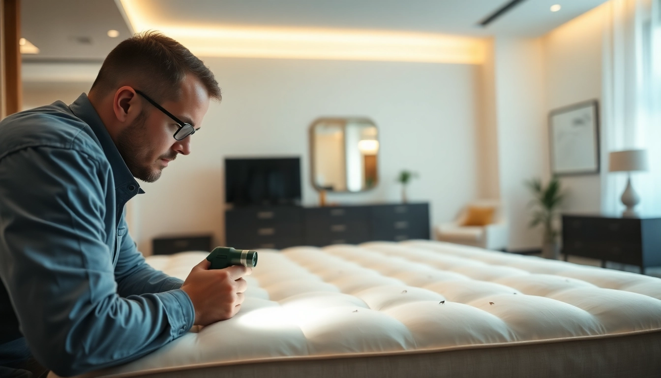 Inspect bed bug services near me in a professional bedroom setting with expert technician.
