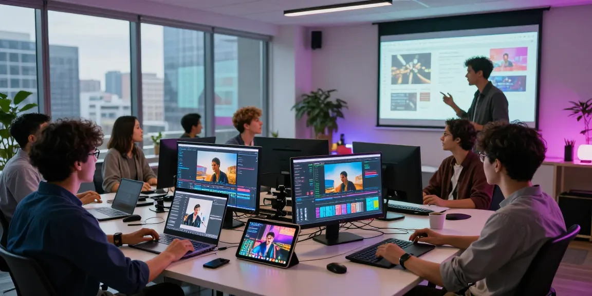 Content creators innovatively using seedance ai in a vibrant workspace with collaborative energy.