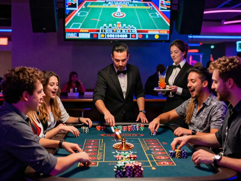 Players enjoying a thrilling sit down at a situs live casino roulette table, capturing the excitement of live gaming.