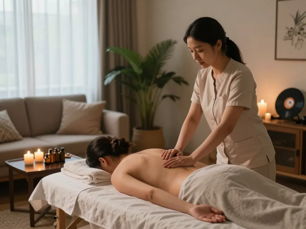 Premium home massage experience offered by maxim-anma.net with professional therapist and calming atmosphere.