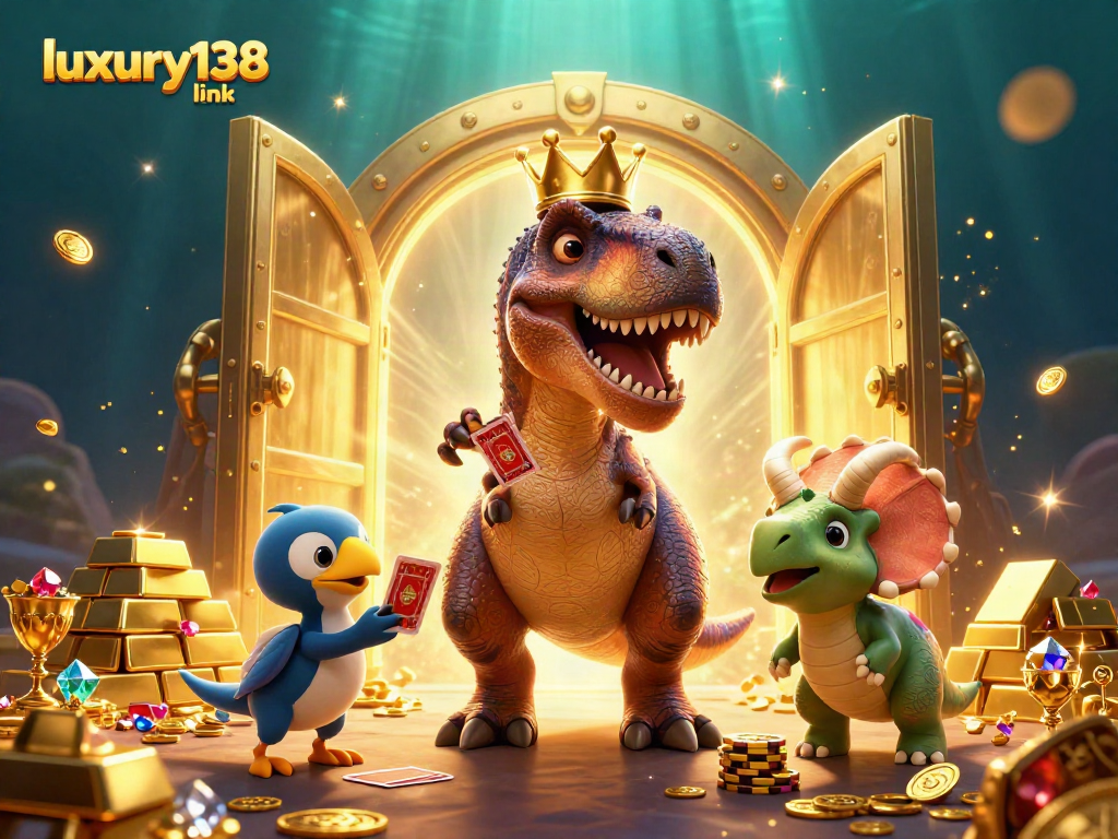 Menghadirkan pengalaman bermain bersama luxury138 link, T-Rex ramah yang mencoba membagikan kartu, sementara triceratops bayi menumpuk chip emas.