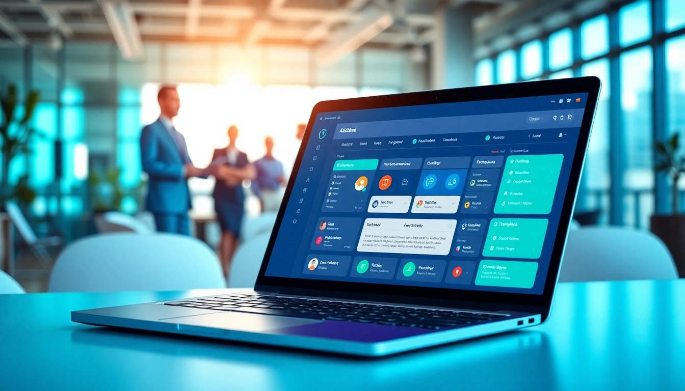Showcase of an enterprise assistant platform, illustrating efficient task management and team collaboration in a modern office.
