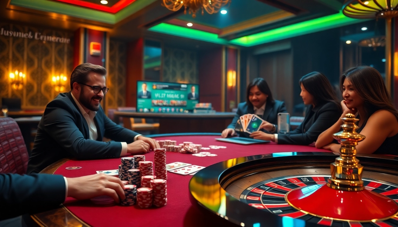 KPI4D poker table scene capturing the thrill of high-stakes gambling with vibrant players and cards.
