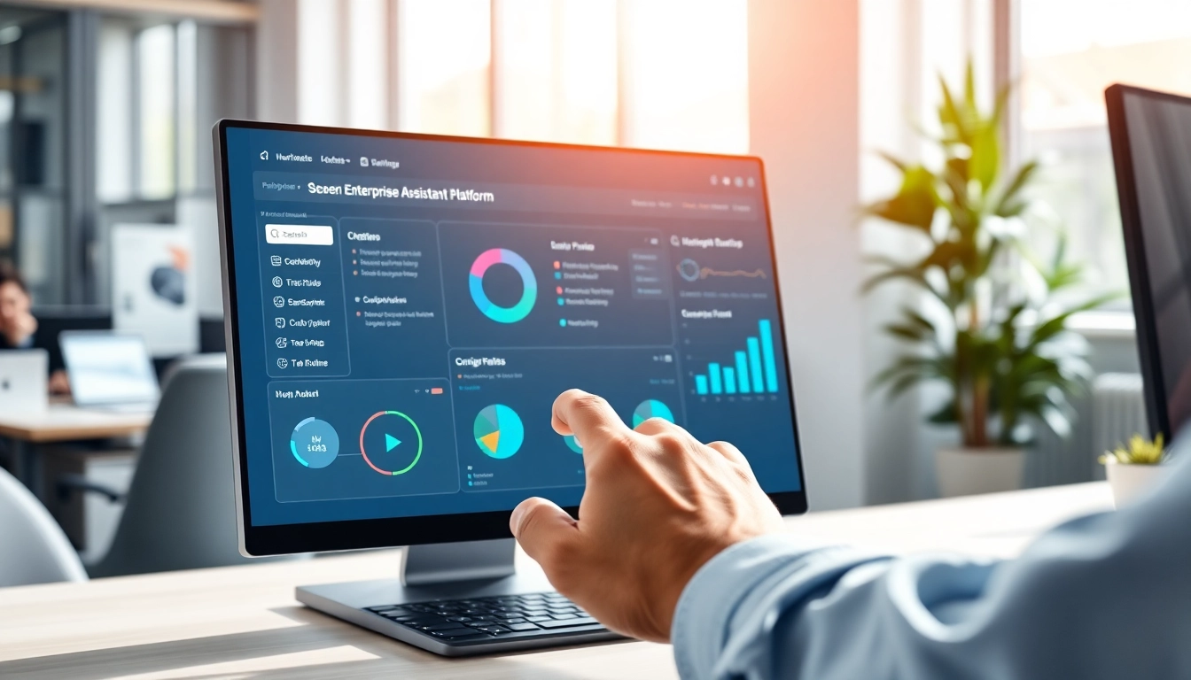 Showcasing a user interacting with a modern enterprise assistant platform for enhanced productivity.