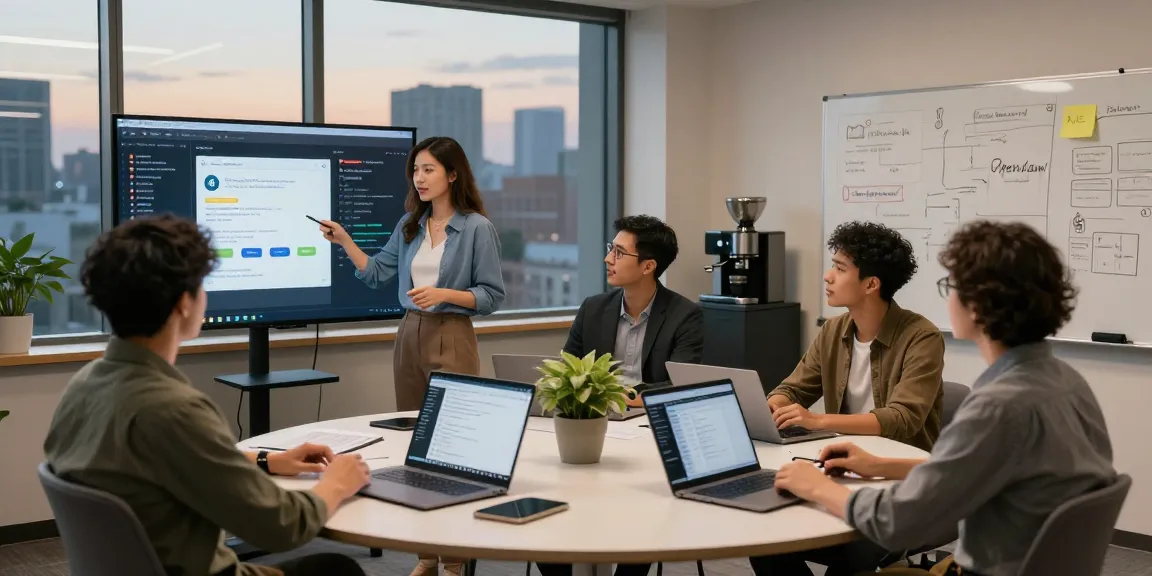 Professional team collaborating on OpenClaw AI integration in modern office