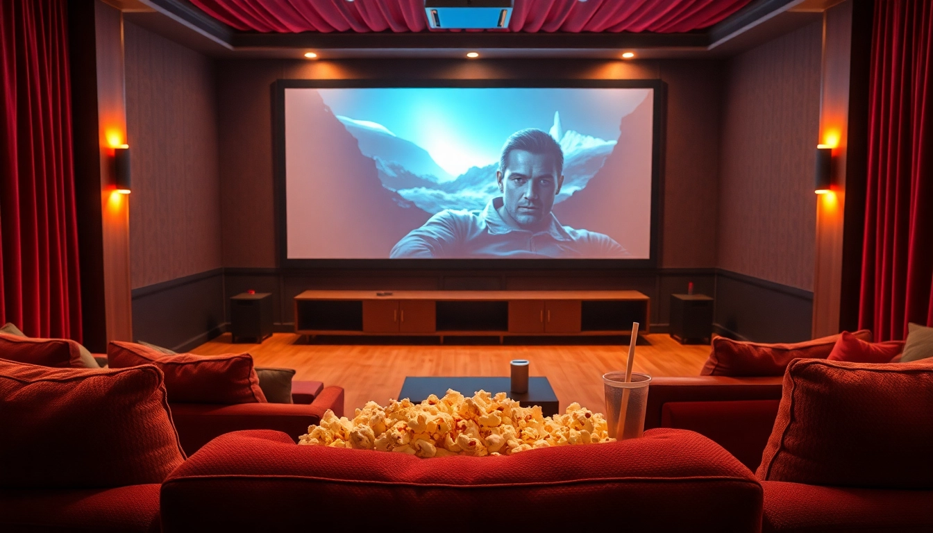 ดูหนัง ในโรงภาพยนตร์ที่เสน่ห์ โดยมีโซฟาสบายและแสงอบอุ่น