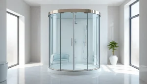 Stylish sonni Duschkabine in a modern bathroom showcasing its elegant design.