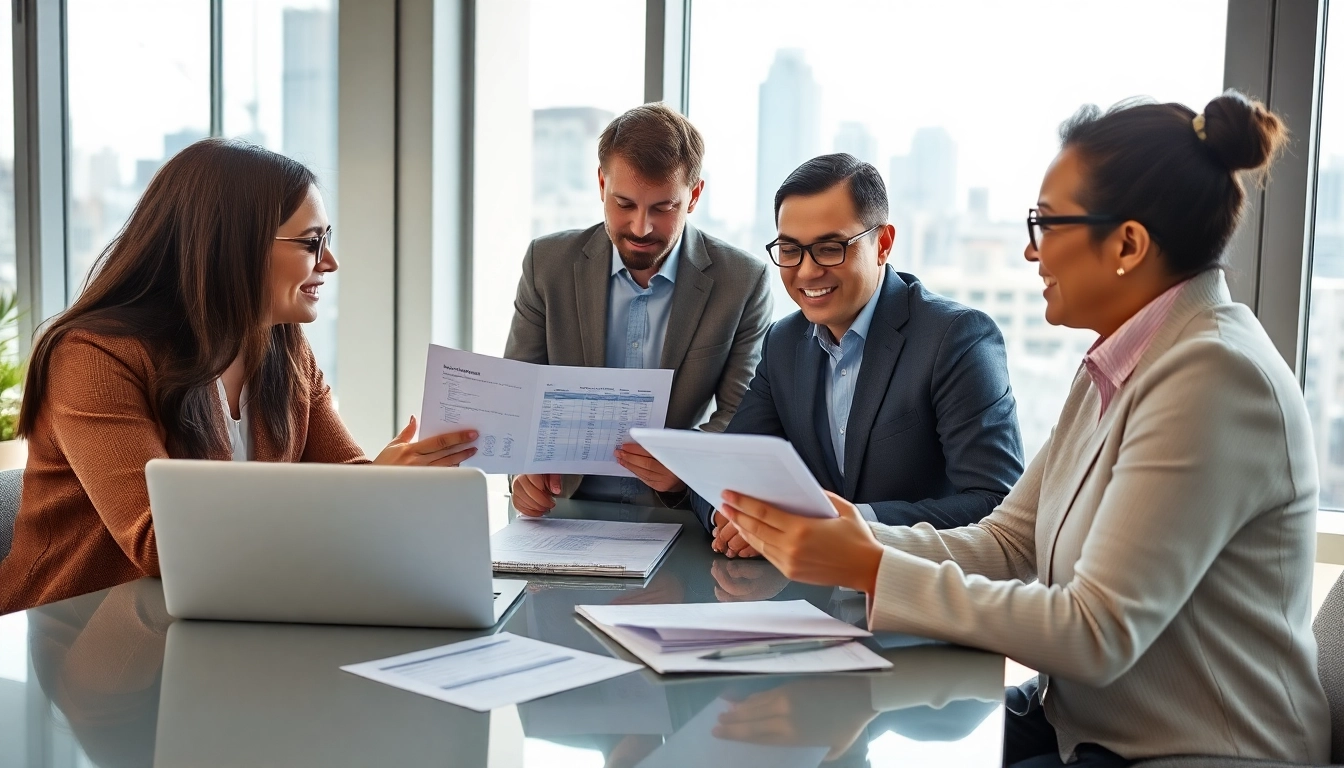 카드 현금화 거래에 대해 논의하는 재무 자문과 고객들의 미팅 장면