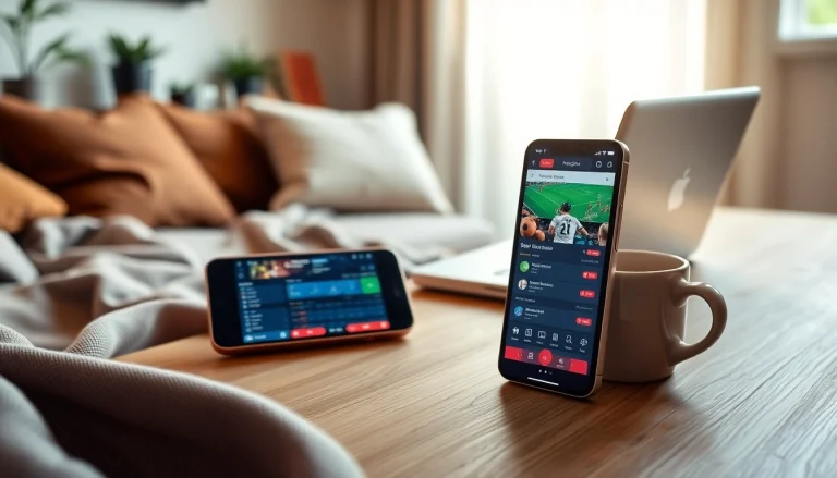 Engaging view of sports betting apps India displayed on a smartphone in a stylish setting.