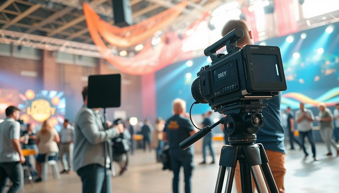 Capture on-site videography in action with a professional videographer at a lively event.