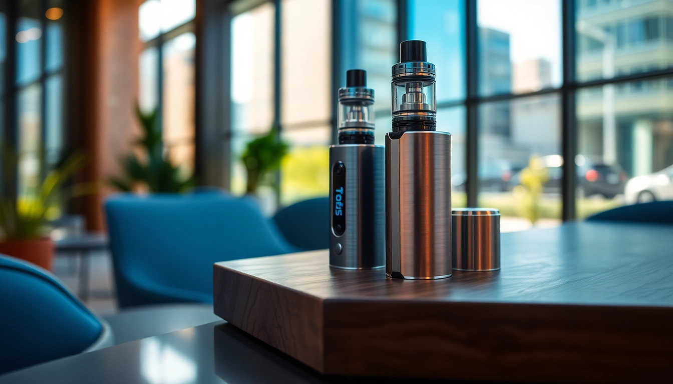 Oxva Gerät auf einem stylischen Tisch mit urbanem Hintergrund und natürlichem Licht.