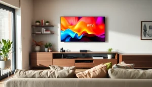 Experience engaging entertainment with iron iptv showcased in a modern living room.