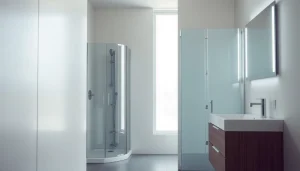 Aménagez votre salle de bain avec sirhona France en intégrant un miroir LED élégant et une cabine de douche moderne.
