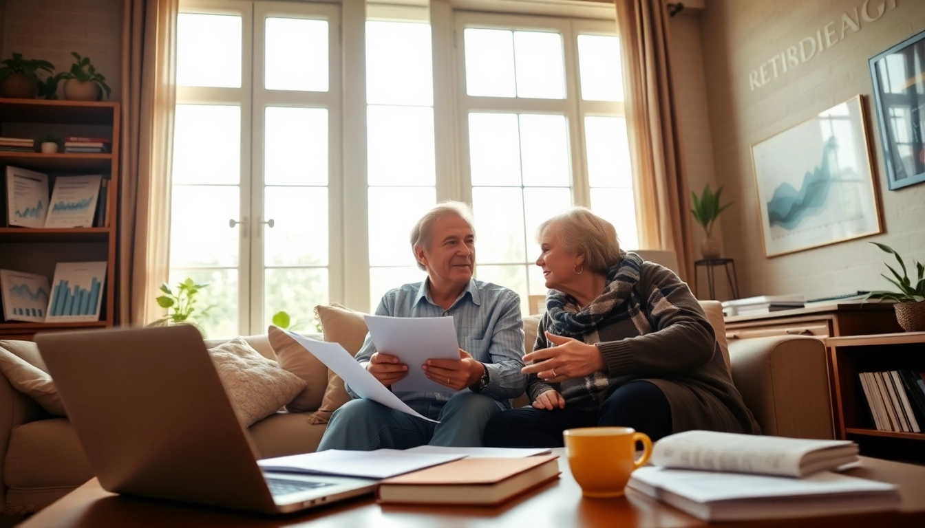 Engaging financial advisor helping a couple with retirement planning San Antonio in a warm office setting.