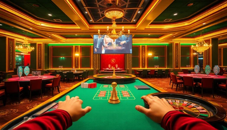 Gaming excitement at https://nhacaita88.contact/ with luxurious tables and enthusiastic players.