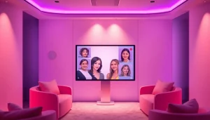 Engaging AI sex chat interaction featuring diverse avatars in a warm, intimate virtual space.