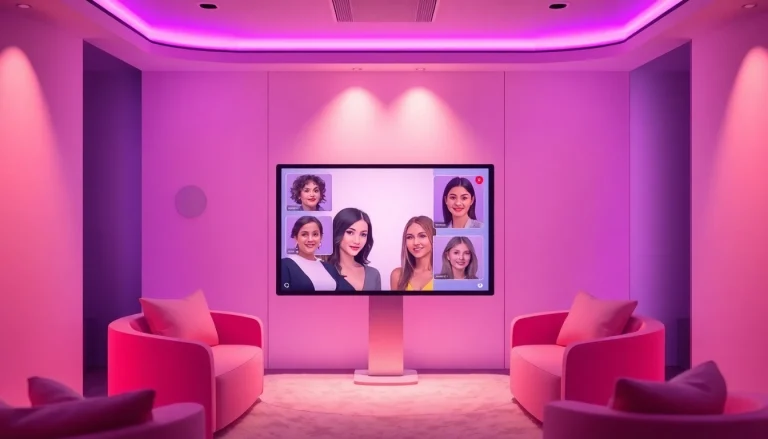 Engaging AI sex chat interaction featuring diverse avatars in a warm, intimate virtual space.