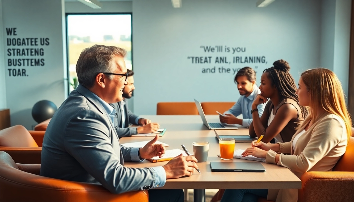 Engage with expert business coaching service in a vibrant collaborative office setting.