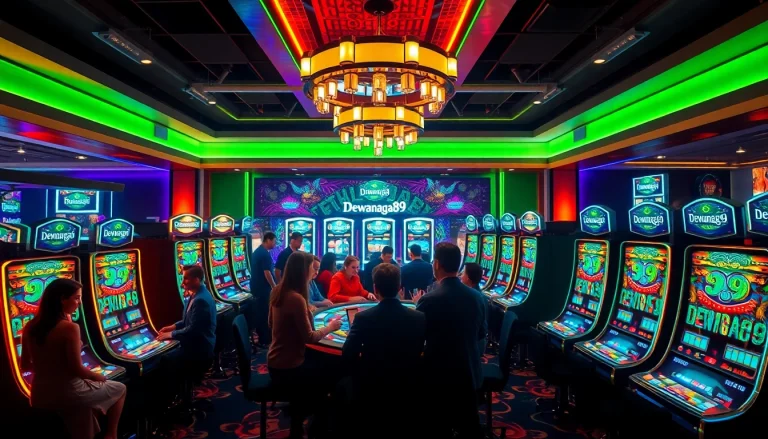 Pemain Dewanaga89 dengan antusias meraih kemenangan besar di mesin slot berwarna-warni di kasino mewah.
