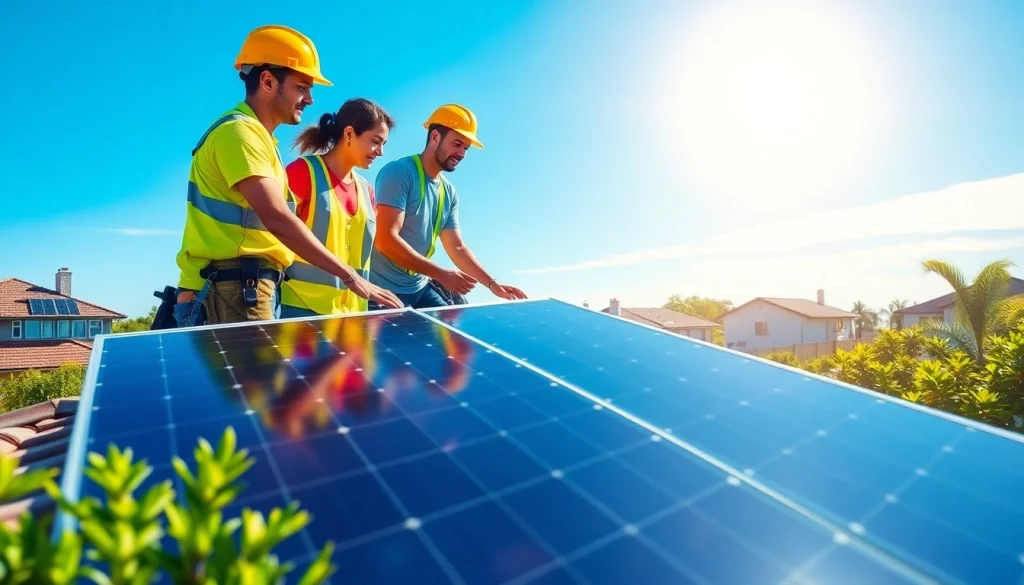 Solar panel company near me installing panels on a residential rooftop, showcasing sustainability.