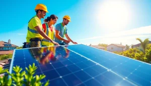Solar panel company near me installing panels on a residential rooftop, showcasing sustainability.
