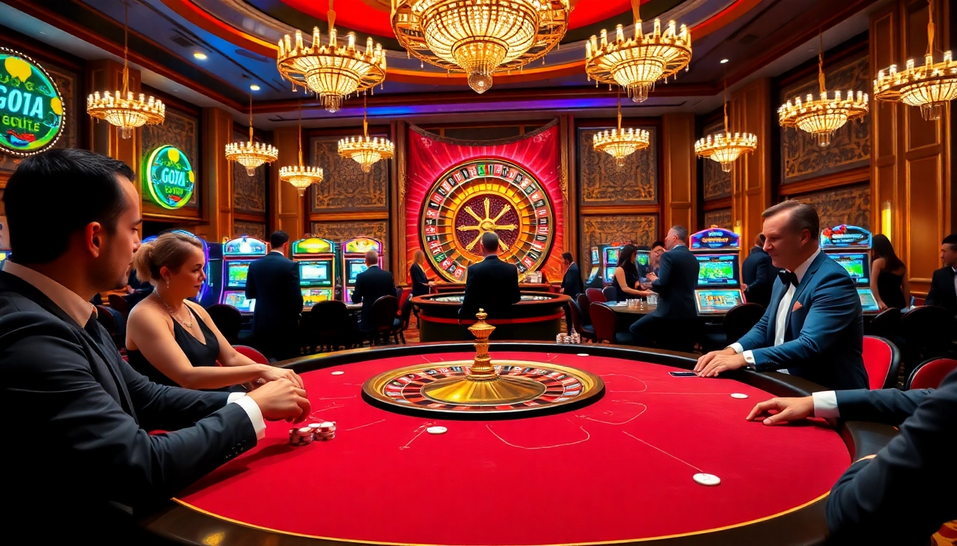 Engaging players at a luxurious GO8-themed casino table, showcasing high-stakes poker action.