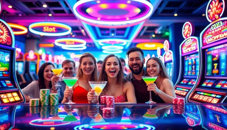 Permainan slot pulsa yang menarik dengan pemain bersemangat di Kasino