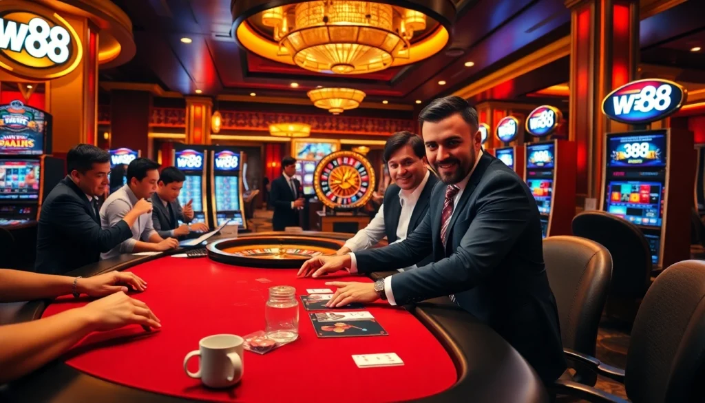 Experience the thrill of betting with W88 link at a luxurious casino table.