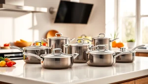 Stylish WMF cookware NZ displayed in a modern kitchen setting, emphasizing quality and design.
