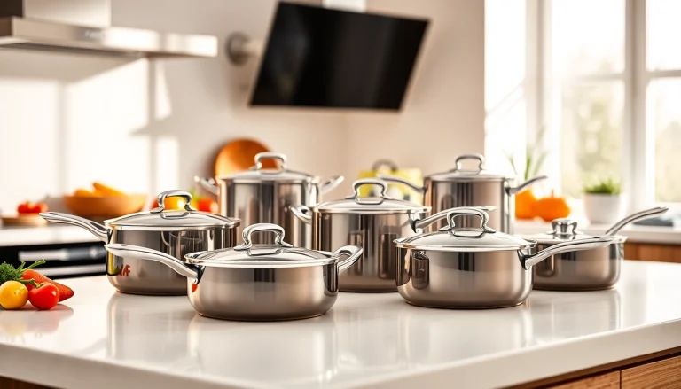 Stylish WMF cookware NZ displayed in a modern kitchen setting, emphasizing quality and design.