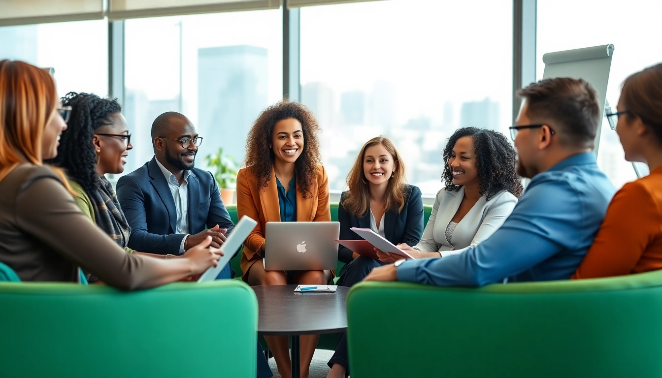 Engaging job help session with diverse individuals discussing career options and assistance.