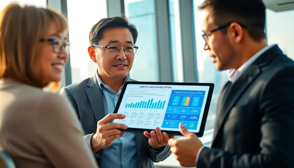 신용카드 현금화 방법을 논의하는 전문 금융 상담사와 고객의 장면