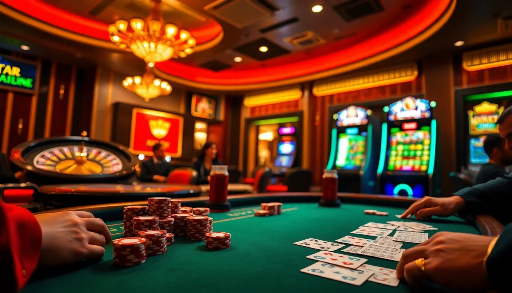 Engaging players in a thrilling QQ88 casino atmosphere with poker chips and roulette.