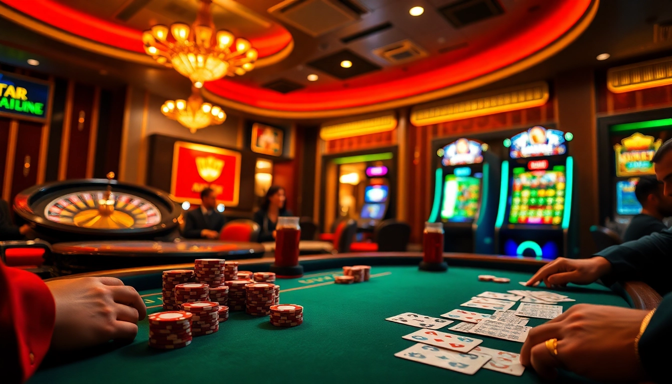 Engaging players in a thrilling QQ88 casino atmosphere with poker chips and roulette.