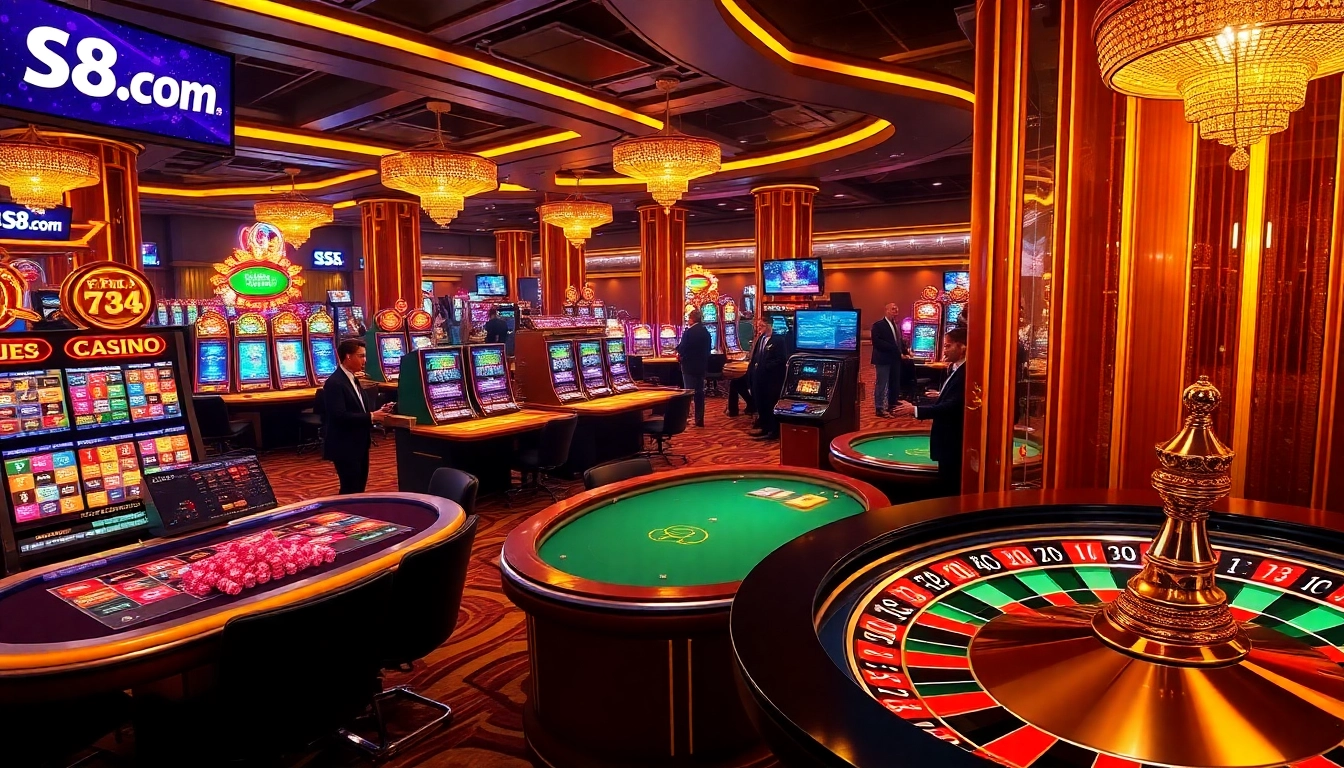Players enjoy the thrilling gaming experience at S8.com with dynamic casino tables and exciting slot machines.