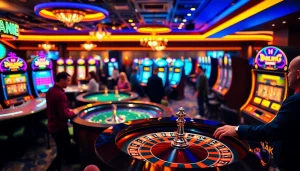 Experience excitement at online casinos Manitoba with players engaged at gaming tables.