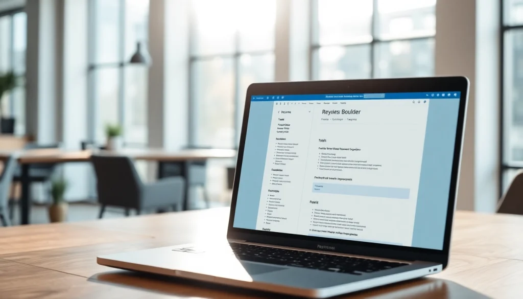 Create a professional resume using our interactive Resume Builder with sleek templates on a laptop.