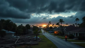Assessing Florida Hurricane Damage with emergency responders amid storm debris and disrupted homes.