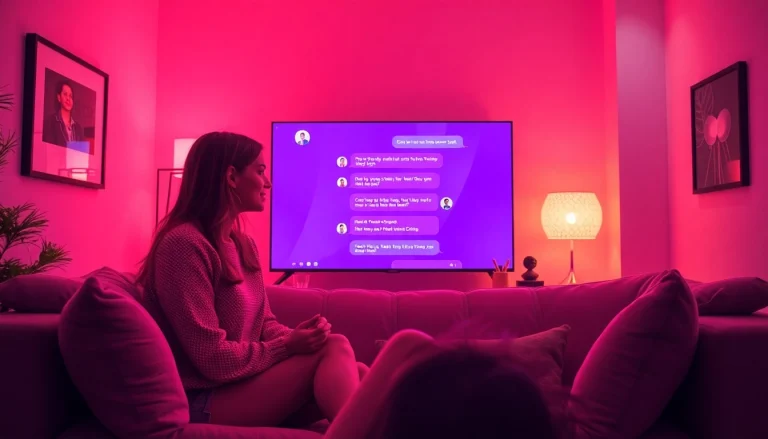 Engaging AI sexting conversation in a cozy, modern chat room.