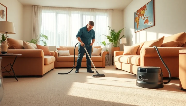 See carpet cleaning specials showcased in a bright living room with a professional cleaner.