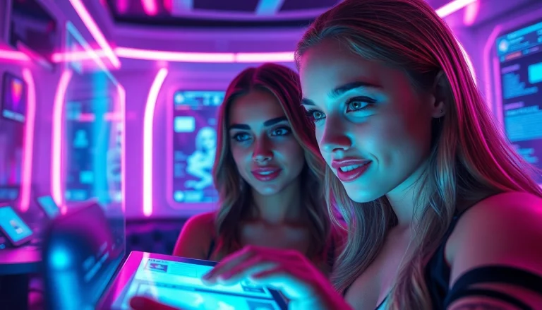 Engaging in a nsfw ai chat within a futuristic digital lounge featuring a lifelike AI character.